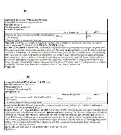 NOW Foods MK-7 Vitamina K-2, 100 mcg, 60 vcaps