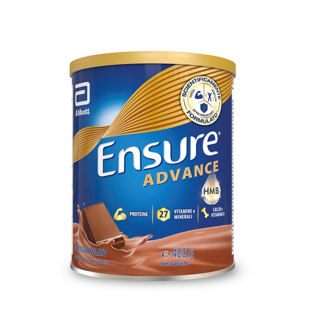 Ensure Advance Integratore Alimentare Proteico in Polvere, con 27 Vitamine e Minerali, Integratore Alimentare con Proteine, Calcio e HMB, Confezione 850g, Gusto Cioccolato