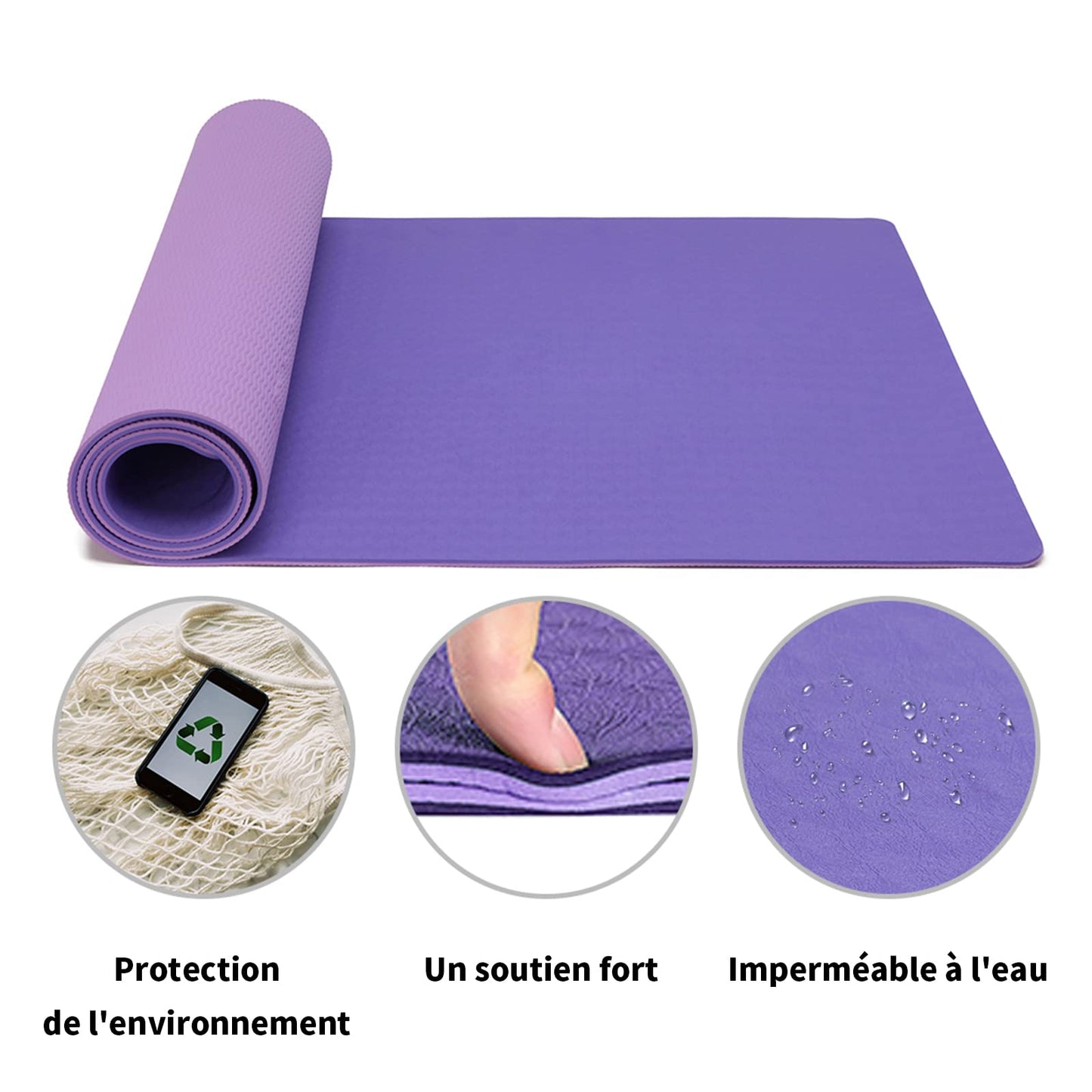 Good Nite Tappetino da ginnastica, yoga, fitness, antiscivolo, per allenamento, sport, turn, pilates, con tracolla, 183 x 61 x 0,6 cm