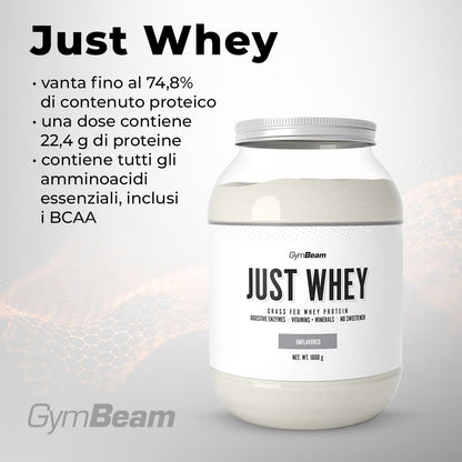 GymBeam Just Whey, Proteine in Polvere Multicomponente da Siero di Latte, Concentrato e Idrolizzato, 22,4g Proteine per Dose, con BCAA e Amminoacidi Essenziali (1000 g, Chocolate Milkshake)