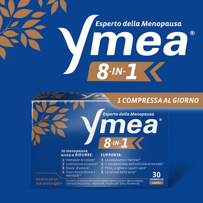 Ymea 8 In 1 Integratore Alimentare Esperto Della Menopausa, Ideale Contro Gli 8 Disturbi Più Comuni Della Menopausa, Supporta Il Metabolismo E La Salute Delle Ossa, 30 Compresse