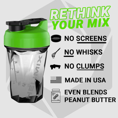 HELIMIX 1,5 Vortex Blender Shaker bottiglia contiene fino a 828 ml | Nessuna palla o frusta | Prodotto negli Stati Uniti | Portatile pre allenamento Proteine del siero di latte shaker tazza | Mescola