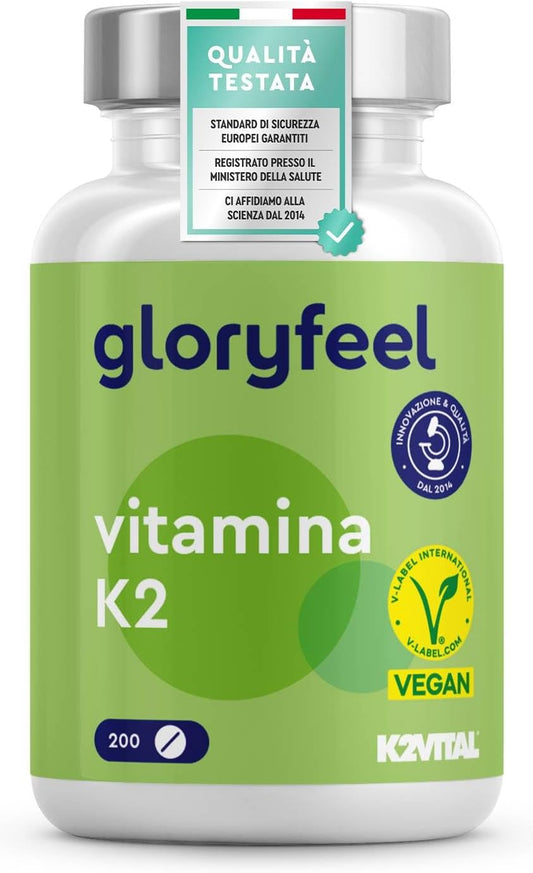 Vitamina K2 MK7, 200 Compresse, Qualità Premium K2VITAL®, 200µg per Compressa ad Alto Dosaggio, Menachinone Premium 99,7+% All Trans MK7, Integratore Vit K2 per Articolazioni & Cartilagini