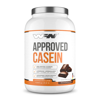 WFN Approved Casein - Neutro - 1 kg - Proteine della caseina con lattasi - Proteina in polvere cremosa - Molto solubile - Prodotto in Germania - Testato in laboratorio esterno