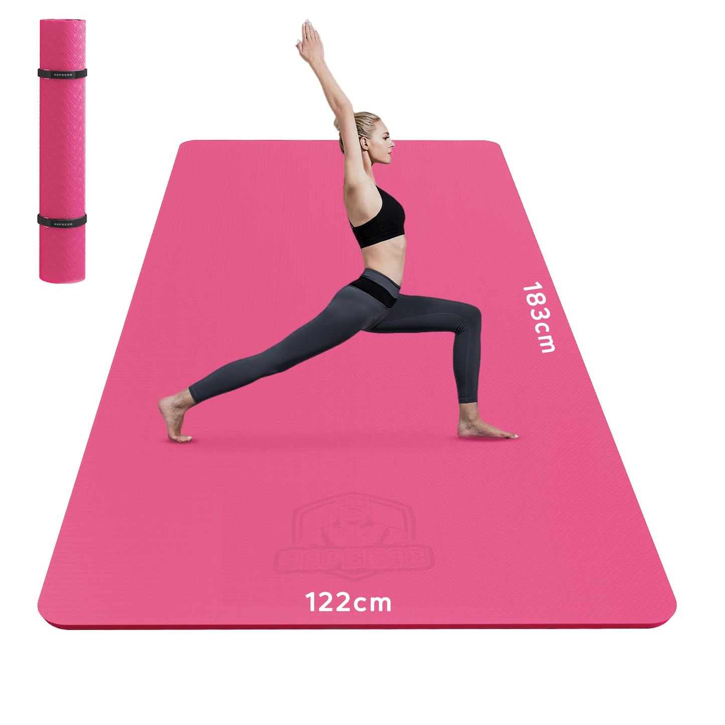 HAPBEAR Tappetino Yoga Grande, 183x122cm /198×137cm×6mm, Antiscivolo Professionale Con Superficie Testurizzata per Yoga, Ginnastica, Allenamento, Pilates