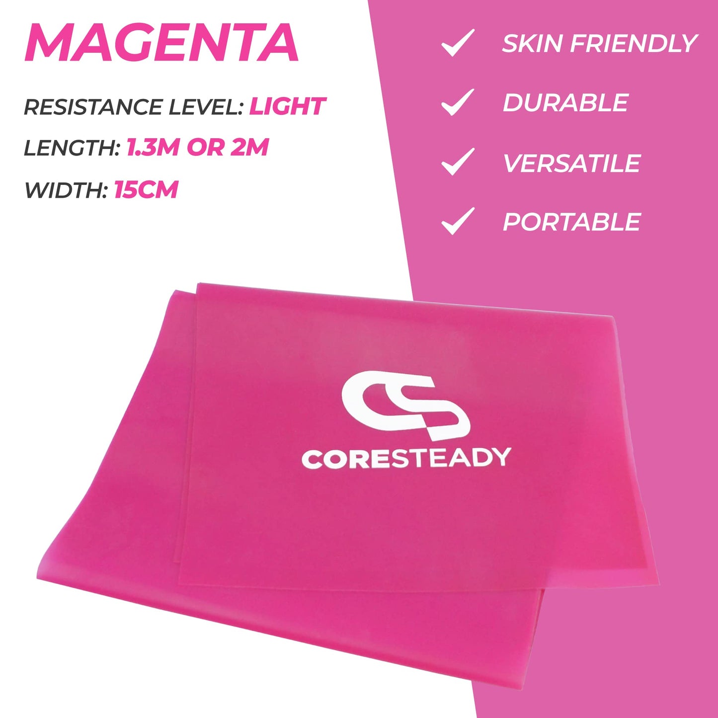 Coresteady Elastici Fitness - Elastico Fitness Pilates - Fasce Elastiche Fitness Fisioterapia e Yoga - Elastici Palestra per Forza - Set Elastici Fitness con Guida Gratuita