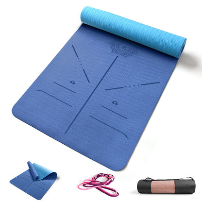 FP-TECH Tappetino da Yoga Imbottito Antiscivolo Fitness Pilates Ginnastica in TPE Mat con Sacca 183 X 68 X 0.8 CM