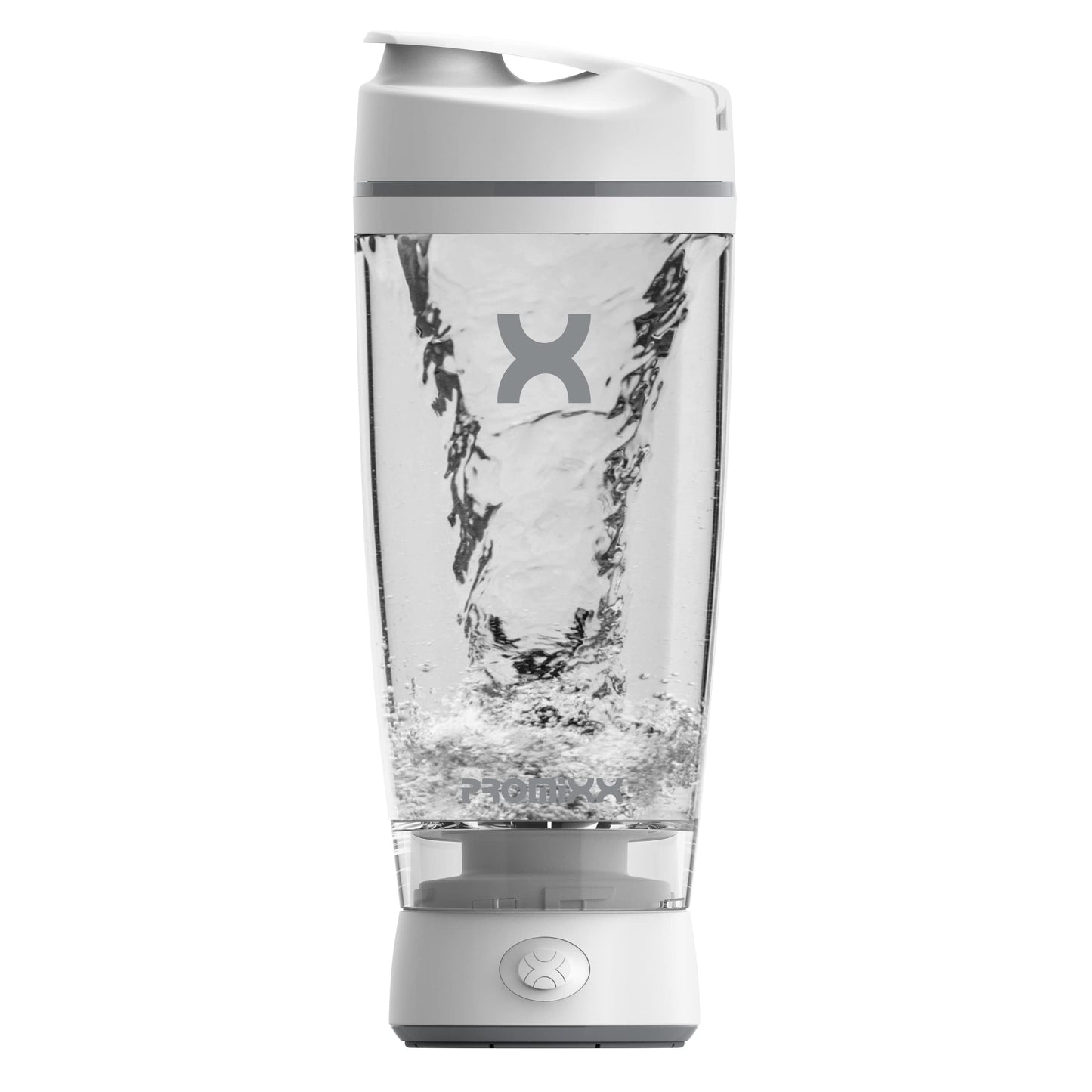 Promixx Bottiglia Originale Shaker - Alimentato a Batteria per Frullati di Proteine Lisci - Senza BPA, Tazza da 600ml (Bianco)