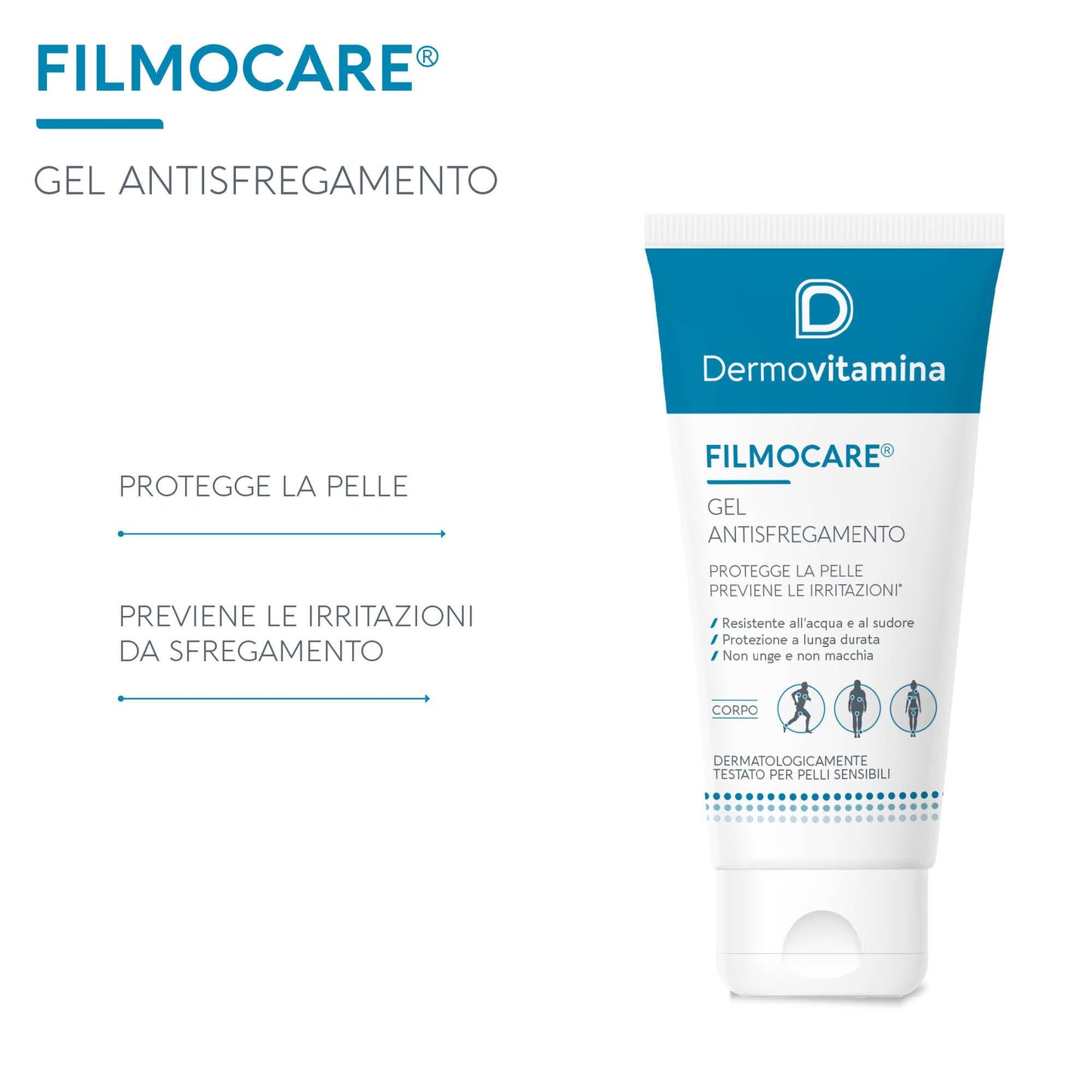 Dermovitamina Filmocare Antisfregamento 100 ml, Gel antisfregamento indicato per chi pratica sport, per i soggetti in sovrappeso e per le persone anziane o lungodegenti