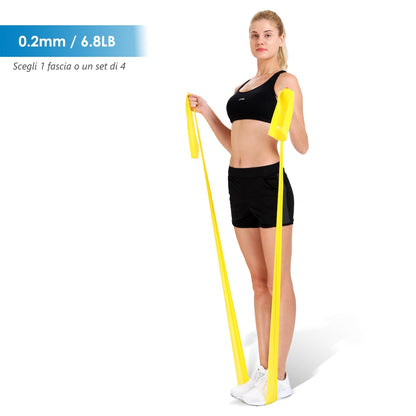 Banda Elastica [Singola o Set di 4 Fasce] | 1,2m/2m Elastici Fitness per Fisioterapia ed Esercizio | Bande di Resistenza | Bande Elastiche per Yoga e Pilates