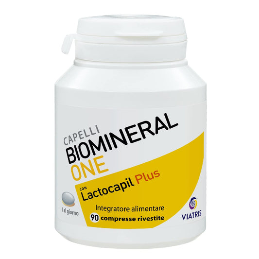 BIOMINERAL ONE Capelli, Integratore Alimentare per Capelli a Base di Lactocapil Plus con Biotina, Vitamina D, Acido Linoleico e Taurina, 90 Compresse, Trattamento per 3 Mesi