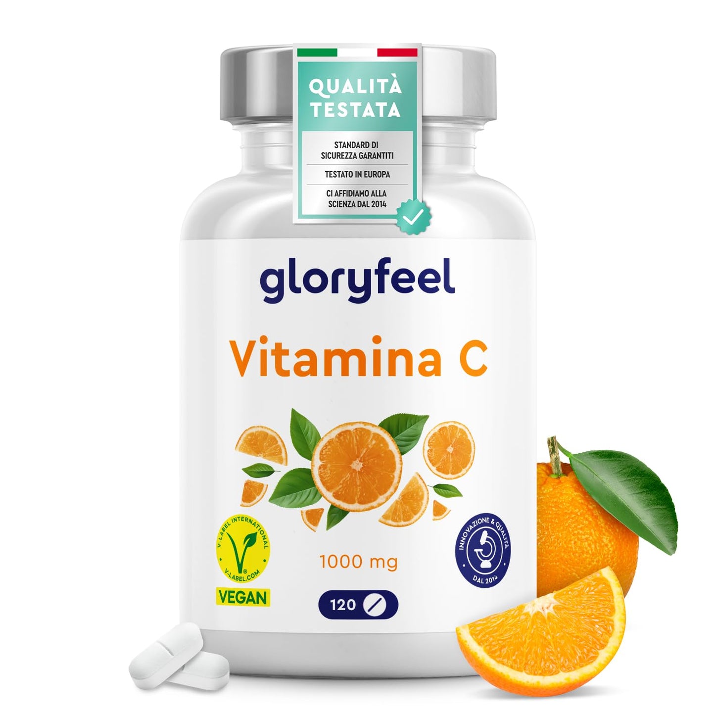 Vitamina C, Acido Ascorbico, Vitamina C 1000mg, 200 Compresse Vegan (6+ mesi), Vitamina C Pura Compresse, Integratore Difese Immunitarie, Vitamin C Concentrata ad Alto Dosaggio