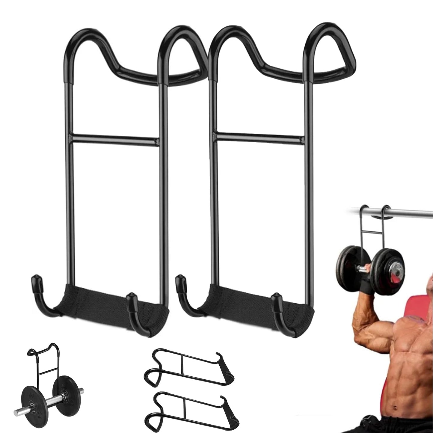 Dumbbell Hooks,2 Pezzi Dumbbell Spotter Hooks,ganci Per Manubri Spotter,ganci Per Sollevamento Pesi,Confezione Da 2 Ganci Per Manubri,capacità Di 102 Kg,attacco Per Bilanciere,panca Con Manubri