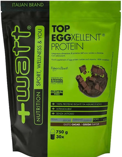 Proteine Uova - Top Eggxellent Protein 750 gr - aumento massa muscolare - Senza Glutine, Senza Lattosio (750 gr, crema pasticcera)