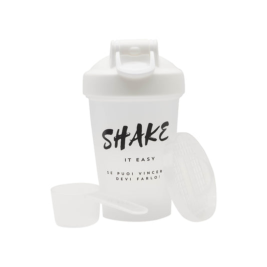 Shake it easy - shaker proteine 500ml, perfetto per i tuoi snack proteici, include un misurino per proteine da 40g, borraccia motivazionale