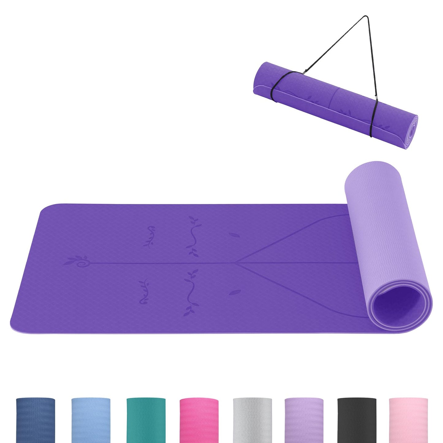 Good Nite Tappetino da yoga da 6 mm, in TPE, antiscivolo, per fitness, pilates, allenamento, yoga, pilates, allenamento, 183 x 61 x 0,6 cm