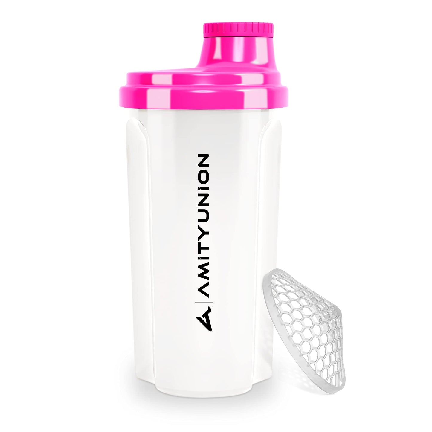 AMITYUNION Shaker per proteine 500 ml Heaven a prova di perdite, senza BPA con setaccio cliccabile e scala per frullati cremosi di siero di latte, shaker per proteine, originale in Rosa