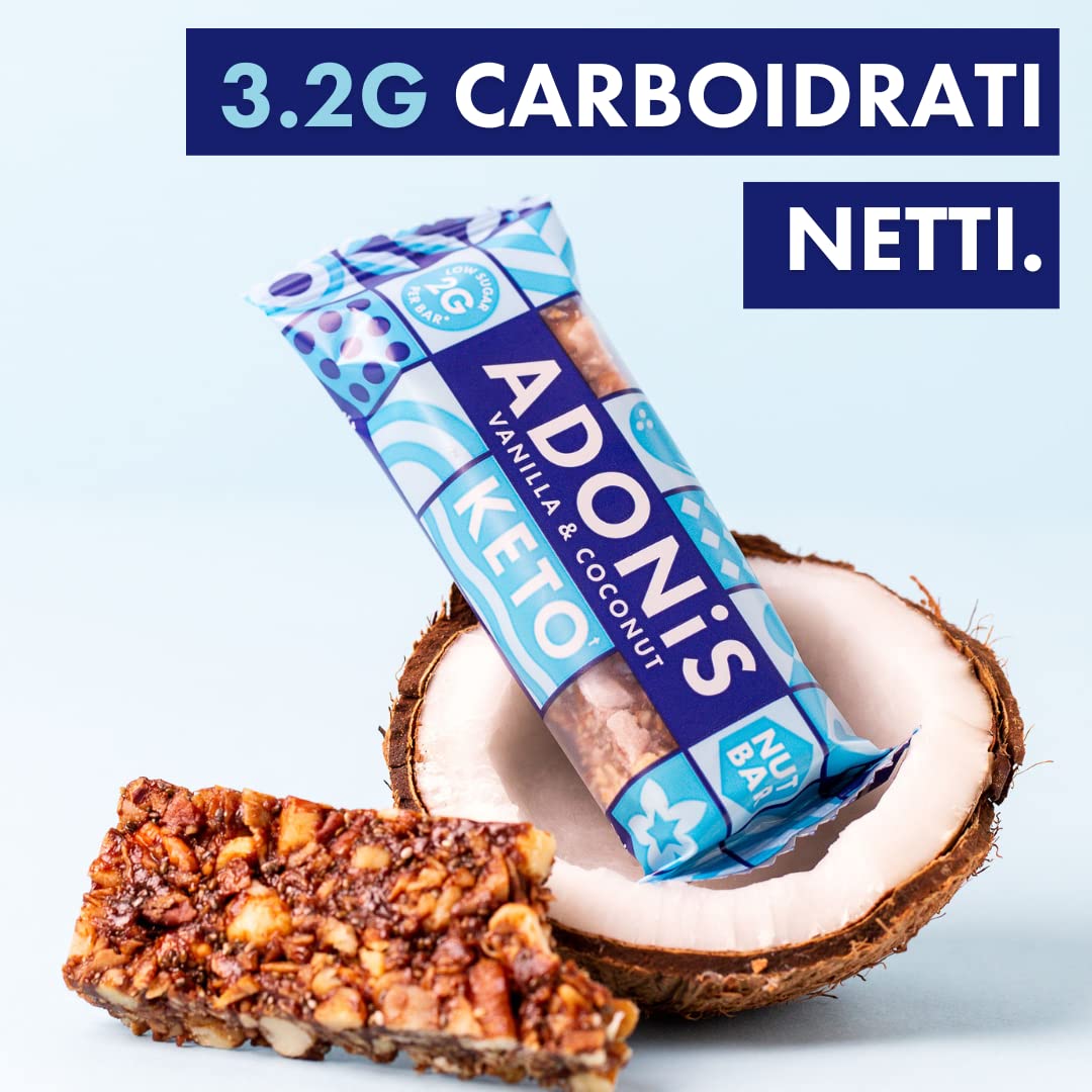 Confezione Mista di Barrette Keto Adonis | 16 Barrette| Vegano & 100% Naturale | Senza Glutine, Senza Zuccheri, Senza Olio di Palma, Senza Lattosio | Snack Dieta Chetogenica