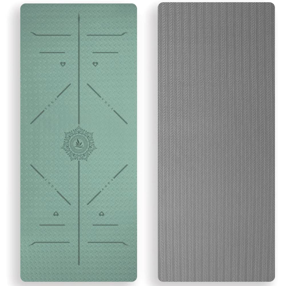 FP-TECH Tappetino da Yoga Imbottito Antiscivolo Fitness Pilates Ginnastica in TPE Mat con Sacca 183 X 68 X 0.8 CM