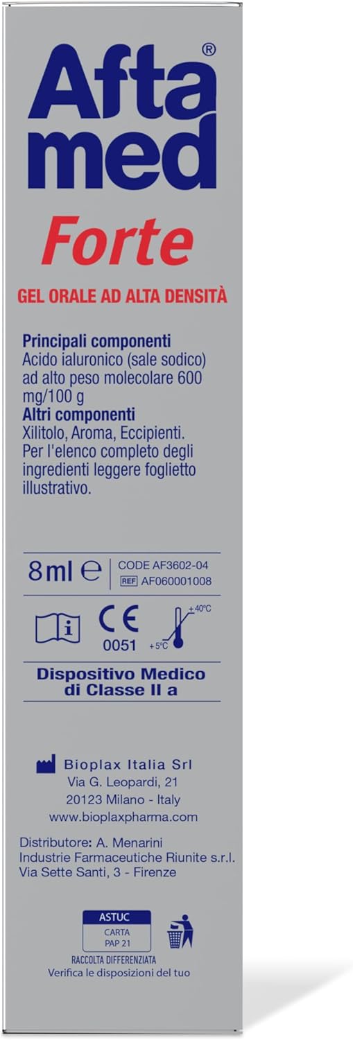 Aftamed Gel Forte indicato per Afte, Stomatiti Aftose, Lesioni del cavo orale - Tubetto da 8ml