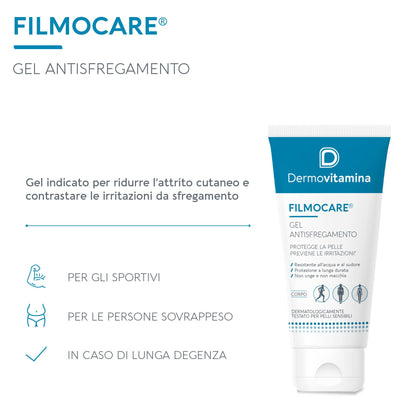 Dermovitamina Filmocare Antisfregamento 100 ml, Gel antisfregamento indicato per chi pratica sport, per i soggetti in sovrappeso e per le persone anziane o lungodegenti