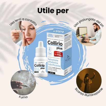 Sanavita - Collirio Plus, 0.4% di Acido Ialuronico Flaconcino pluridose 10ml