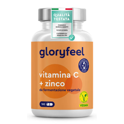 Vitamina C, 365 Capsule Vegan (Scorta 1 anno), con Zinco, Qualità Premium, Vitamina C 500mg + 10mg Zinco, Integratore Vitamina C Tamponata con Ascorbato di Calcio, per Difese Immunitarie, 100% vegan,