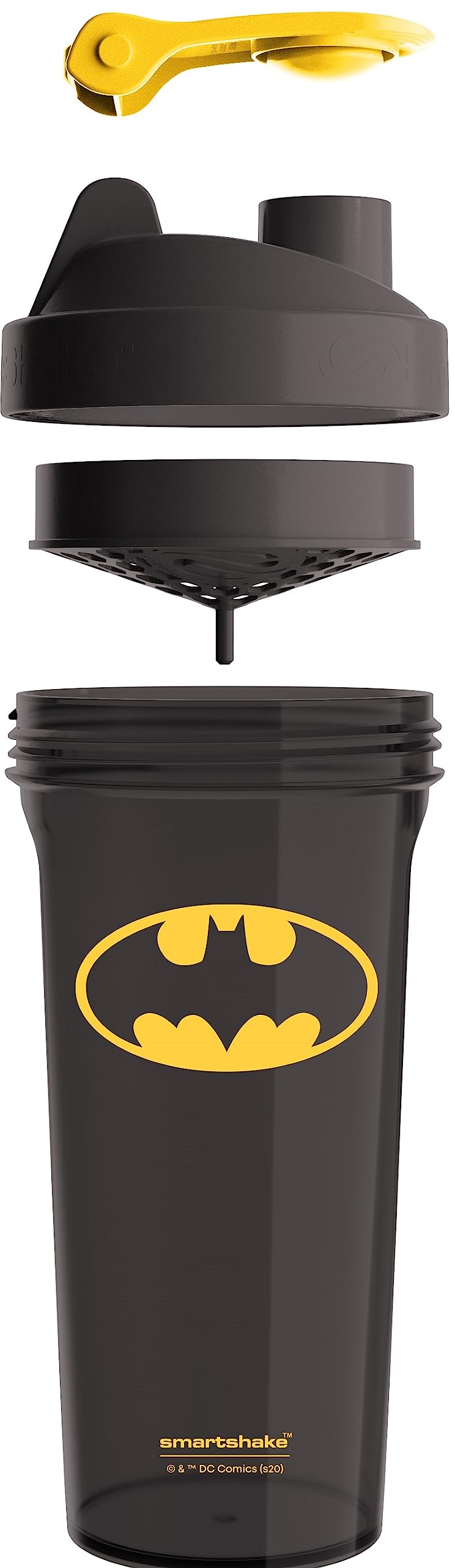 Smartshake Lite Justice League Protein Shaker Bottle 800ml - DC Comics Batman Borraccia per acqua a tenuta stagna BPA Free Gym Shaker Bottle per frullati proteici e proteine in polvere