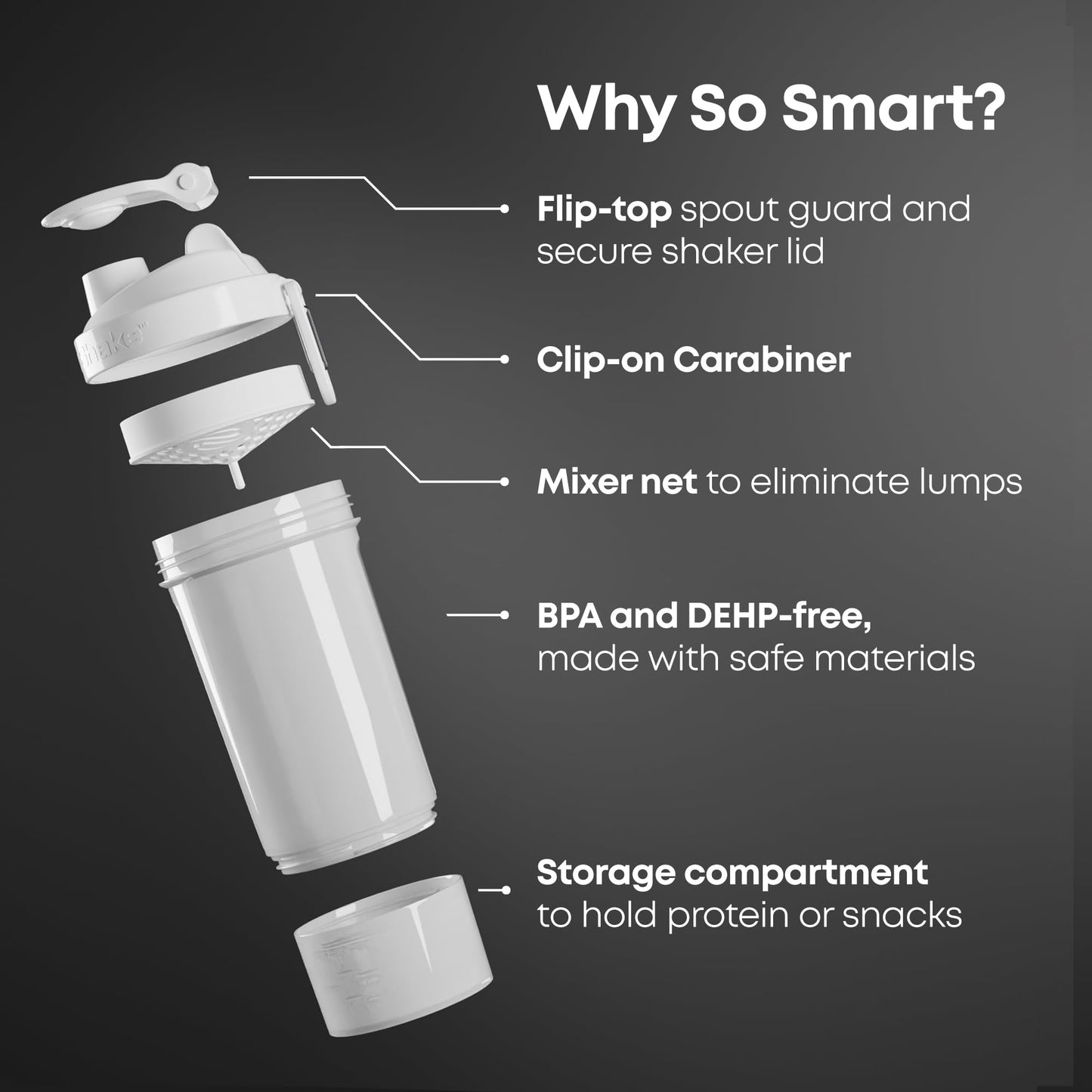 SmartShake Original2Go ONE, Gunsmoke - 800 ml.