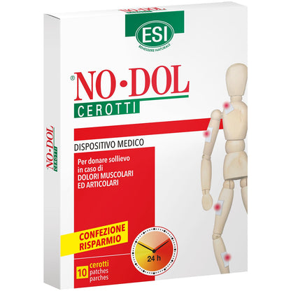 ESI - No-Dol Cerotti con Arnica, Artiglio del Diavolo e Canfora, Allevia Dolori Muscolari, Articolari e Contratture, Dona Sollievo Fino a 24 Ore, Senza Coloranti e Parabeni, 10 Pezzi