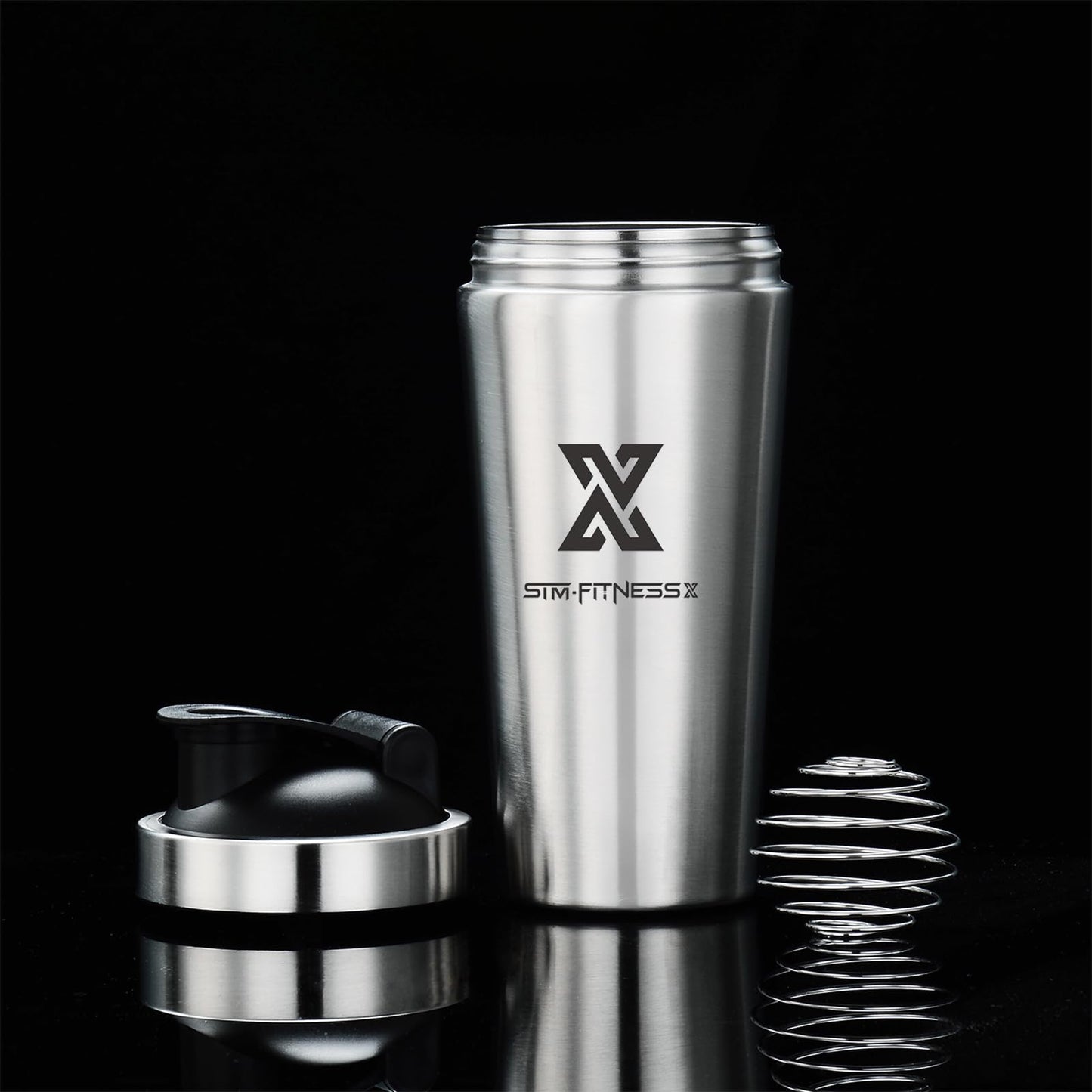 X SIM FITNESSX Shaker Proteico in acciaio inox 700 ml per sport Shaker Proteico con sfera Vacumm Shaker