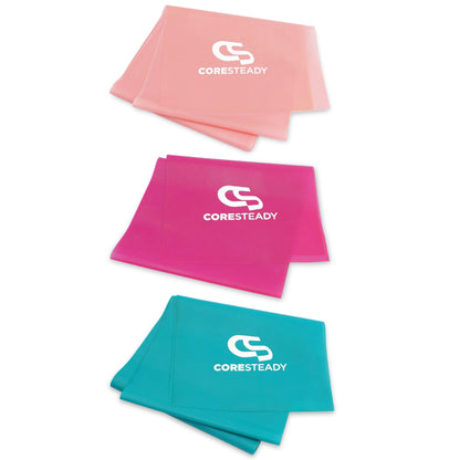 Coresteady Elastici Fitness - Elastico Fitness Pilates - Fasce Elastiche Fitness Fisioterapia e Yoga - Elastici Palestra per Forza - Set Elastici Fitness con Guida Gratuita