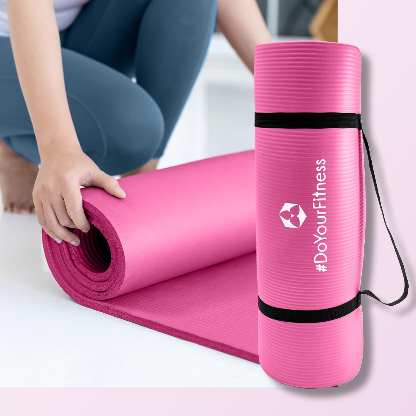 #DoYourFitness Tappetino yoga antiscivolo | Spessore da 0,8cm a 2cm | 183cm x 61cm o XXL 190cm x 100cm | Per principianti e utenti avanzati [Adatto per uso interno/esterno]