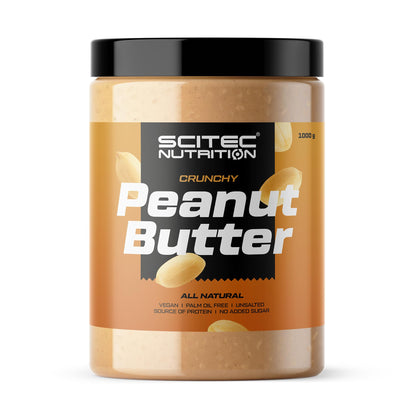 Scitec Nutrition Peanut Butter - Senza olio di palma - Vegano - A basso contenuto di sale - Fonte di proteine - A basso contenuto di zuccheri - Potenziamento energetico naturale, 1 kg, Crunchy