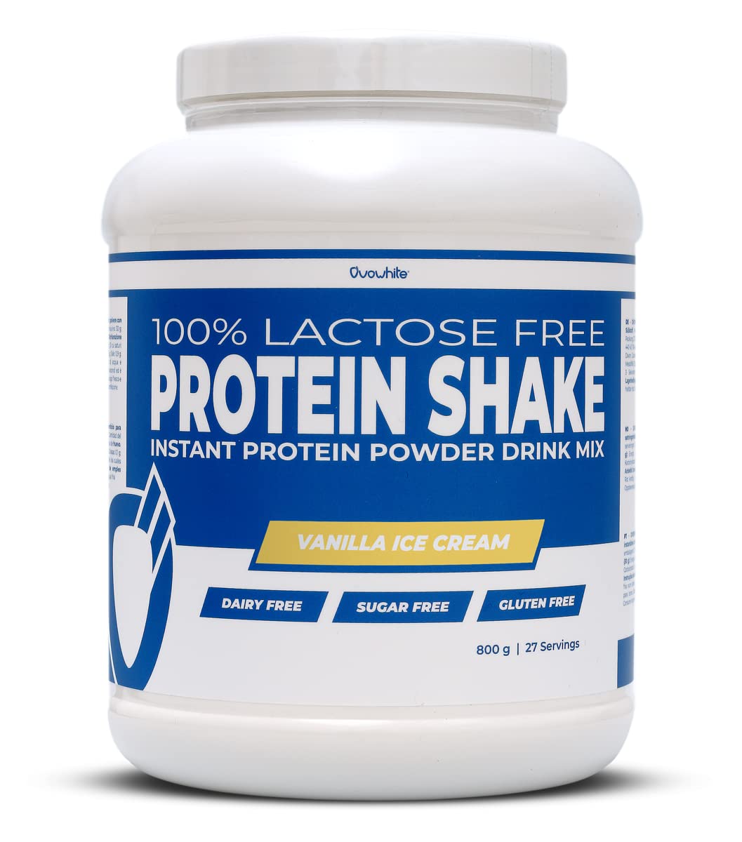 Ovowhite 100% Egg Protein Shake Lactose Free/Gluten Free/Sugar Free - Proteine in Polvere Isolate dell'Uovo Istantanea (Cookies & Cream, 800 g)