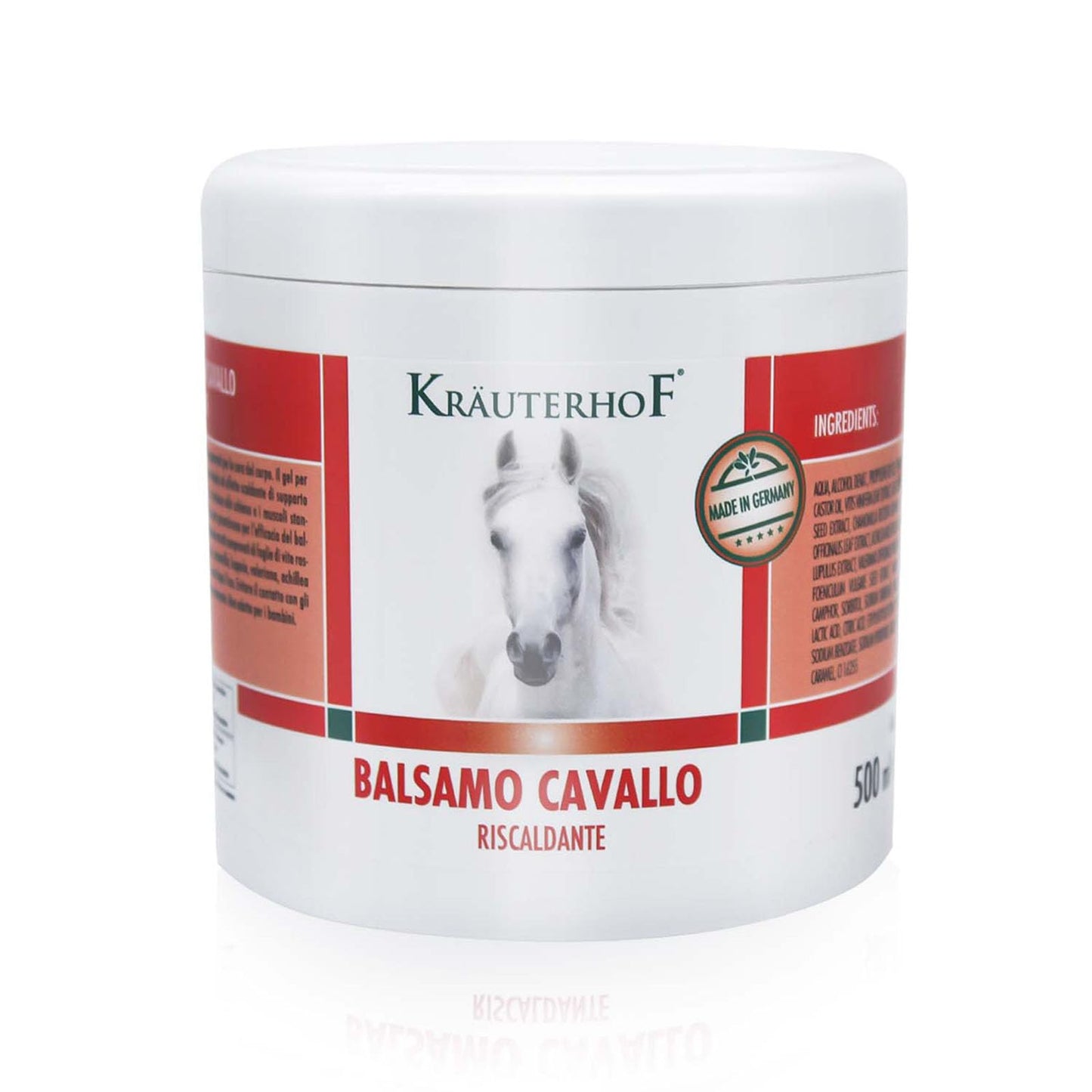 HW CASE Kräuterhof Balsamo per cavalli riscaldante, extra forte, gel massaggiante - Rimedio naturale per il sollievo muscolare (1x500ML)