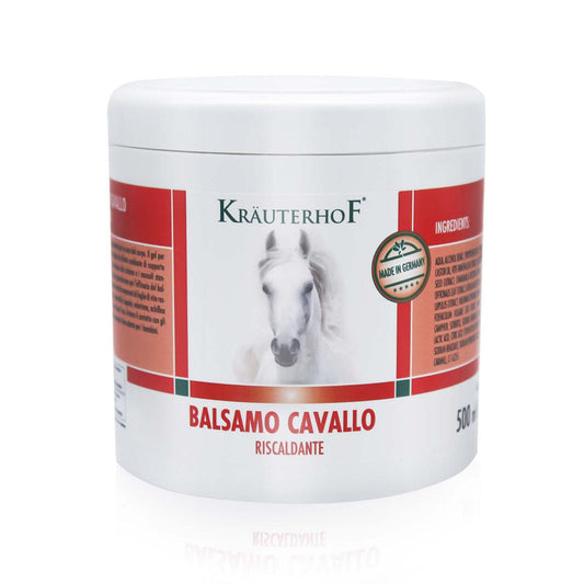 HW CASE Kräuterhof Balsamo per cavalli riscaldante, extra forte, gel massaggiante - Rimedio naturale per il sollievo muscolare (1x500ML)