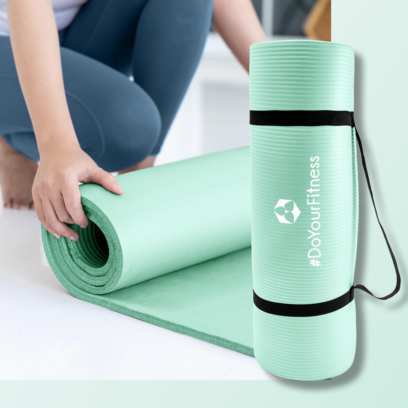 #DoYourFitness Tappetino yoga antiscivolo | Spessore da 0,8cm a 2cm | 183cm x 61cm o XXL 190cm x 100cm | Per principianti e utenti avanzati [Adatto per uso interno/esterno]