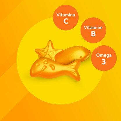 Supradyn Junior Vitamine Gommose Multivitaminico Bambini con Omega 3, Colina, B6, B12, Vitamina C e Niacina, per Integrare l'Alimentazione e Sostenere le Difese immunitarie, 60 Caramelle Gommose