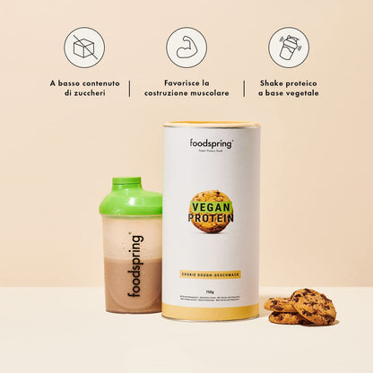 foodspring Proteine Vegane Cioccolato - 20g Proteine per Shake - Proteine Vegetali con B12, B6, acido folico, biotina, calcio e zinco - Senza Glutine e Soia