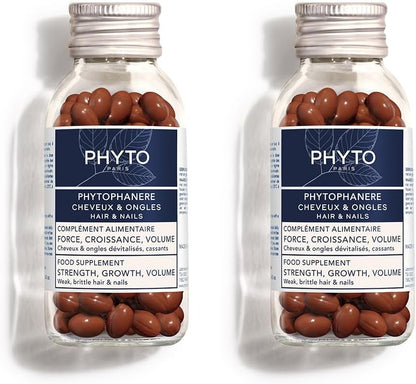 Phyto Phytophanere Integratore Alimentare Naturale Fortificante, Per Capelli e Unghie, Crescita e Volume, Senza Siliconi, Confezione doppia da 90 capsule (Totale 180 capsule)