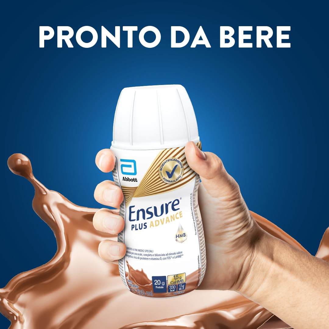 Ensure Plus Advance Supplemento Nutrizionale Ipercalorico ed Iperproteico |Formato bevanda| Alimento a fini medici speciali iperproteico| Confezione 4x220ml Gusto Cioccolato