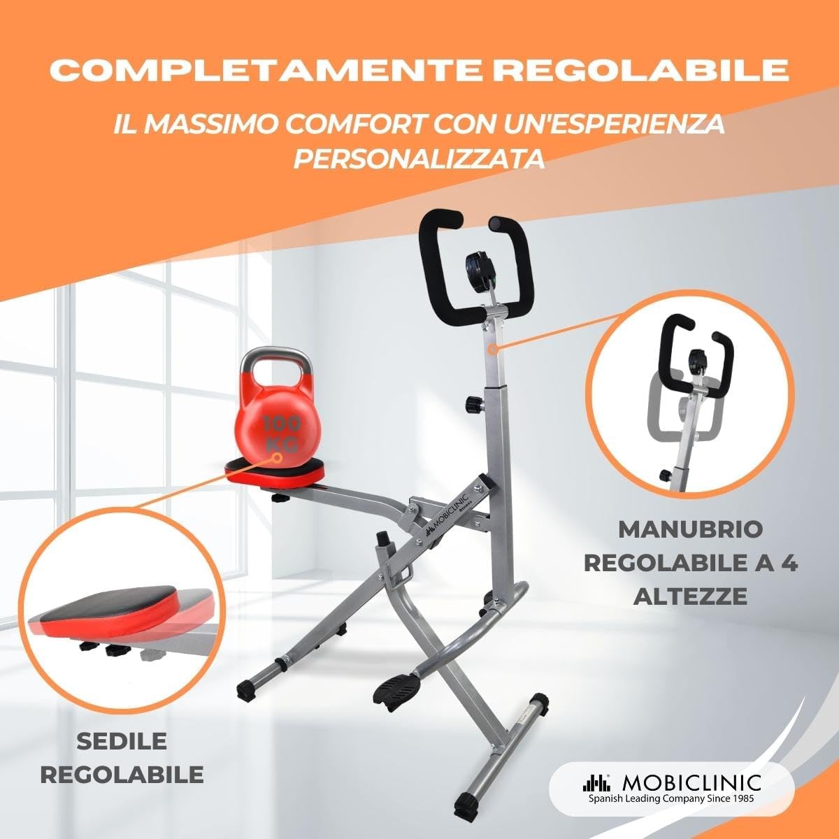 Mobiclinic® Fitness, Total Power Body Crunch, Pieghevole, Vitalfit, Stretching e Allenamento Multifunzionale, Display LCD, Carico 100KG, Palestra Domestica, Manubri Regolabili, Base Antiscivolo