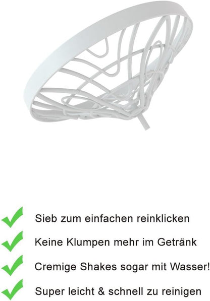 AMITYUNION Shaker per proteine - L'ORIGINALE Senza BPA con setaccio, scala per frullati di siero di latte cremosi, tazze Gym Deluxe per isolati e concentrati sportivi, (Coppa nera)