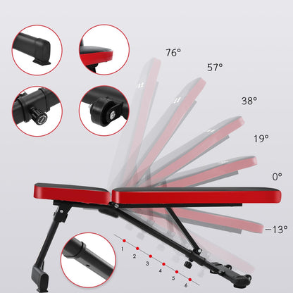 ISE Panca Palestra&Panca Pesi, Panca Palestra Regolabile/Pieghevole, Panca Allenamento, Panca Piana Palestra con 6 Posizioni Dello Schienale Regolabile, Panca Multifunzione Addominali, Inclinata 180°