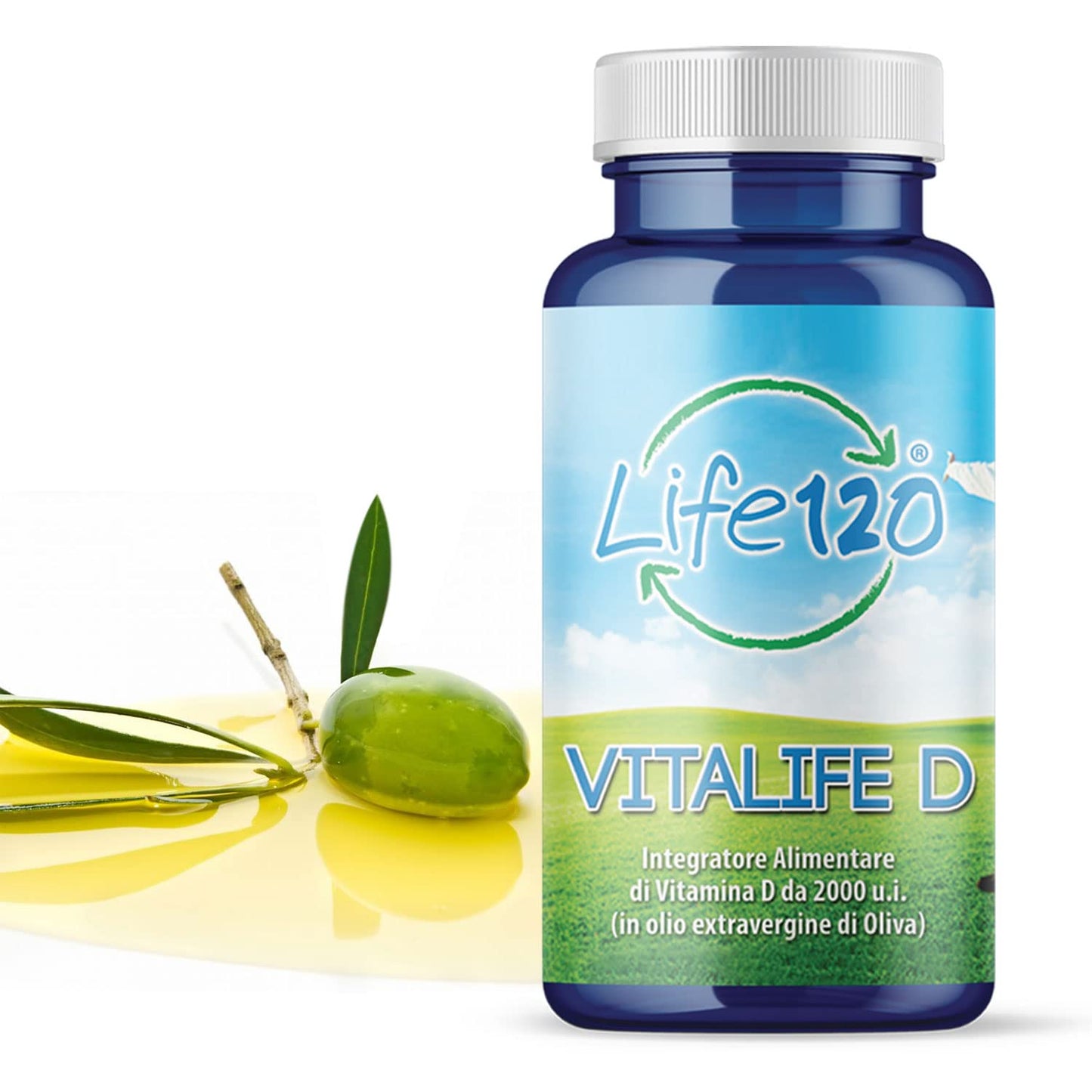 Life 120 - Vitalife D - Integratore alimentare di Vitamina D 2000 UI per softgel, 100 Softgel ad Alto Dosaggio, fondamentale per Ossa, Denti, Muscoli e Sistema Immunitario, 3 Confezioni da 100 Softgel