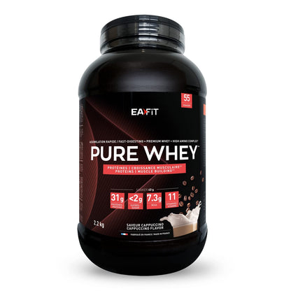 Proteine Whey Pure Whey EAFIT, 850g, Proteine in Polvere del Siero del Latte, Gusto Intense Vaniglia, Aminoacidi ed Enzimi Digestivi, Proteine Massa Muscolare, Assimilazione Rapida, Whey Protein