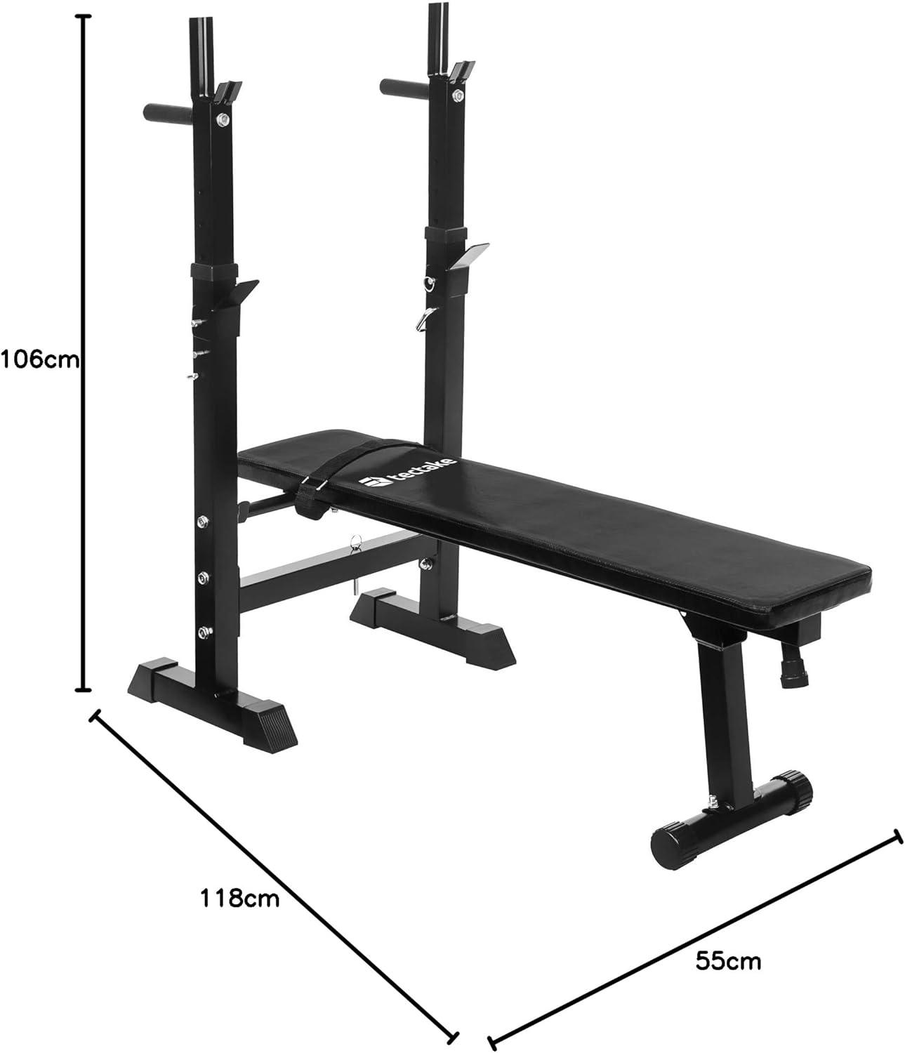 TecTake Panca per sollevamento pesi con porta bilanciere inclinabile