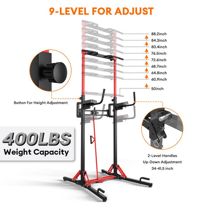 ONETWOFIT Power Tower pieghevole Dip Station Barra per trazioni, Regolabile in altezza Multifunzione stazione di potenza per la Palestra di casa Allenamento della Forza Attrezzatura per Il Fitness