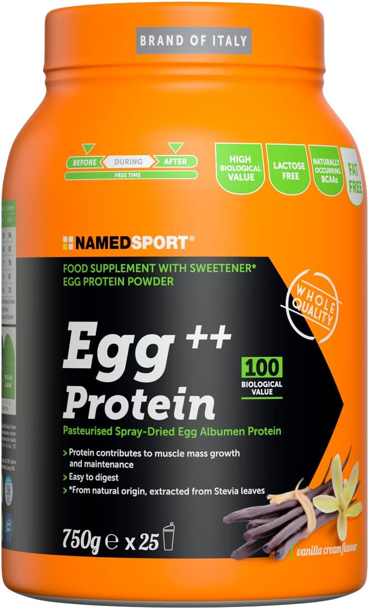 NAMEDSPORT Egg++ Protein Vanilla Cream 750 g - integratore alimentare a base di albume in polvere, gusto vaniglia